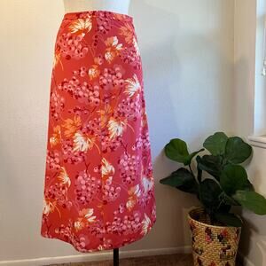 Vintage 90s Pink Grape Fruit Print Maxi Skirt Size Medium to Large